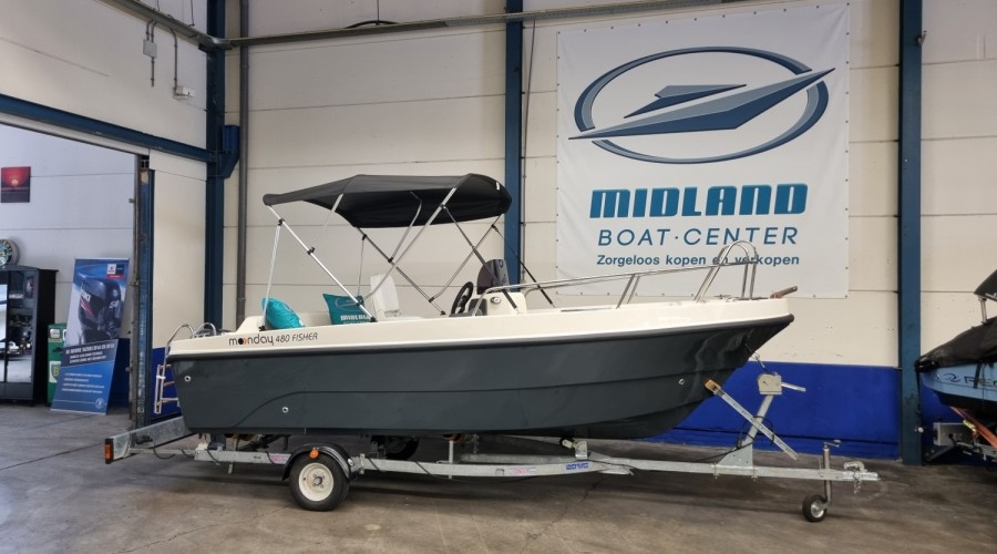 Nieuwe Moonday 480 Fisher met Nieuwe Yamaha F15